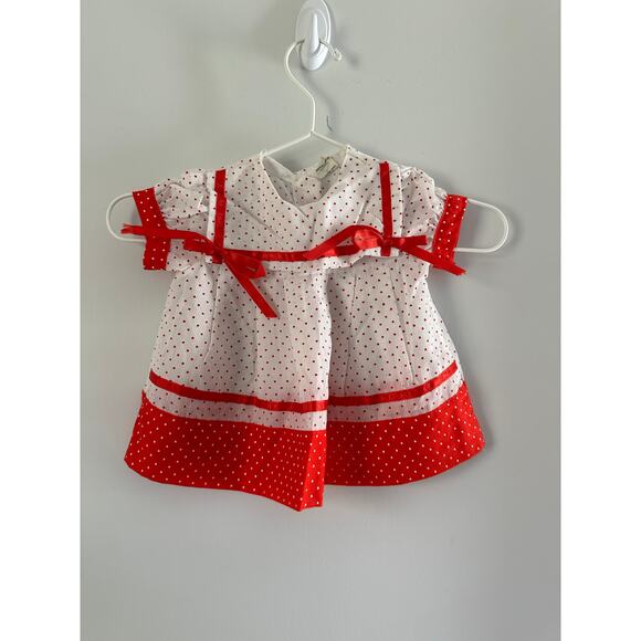 Vintage Baby Red Polka Dot Dress size 9 months - Picture 1 of 8